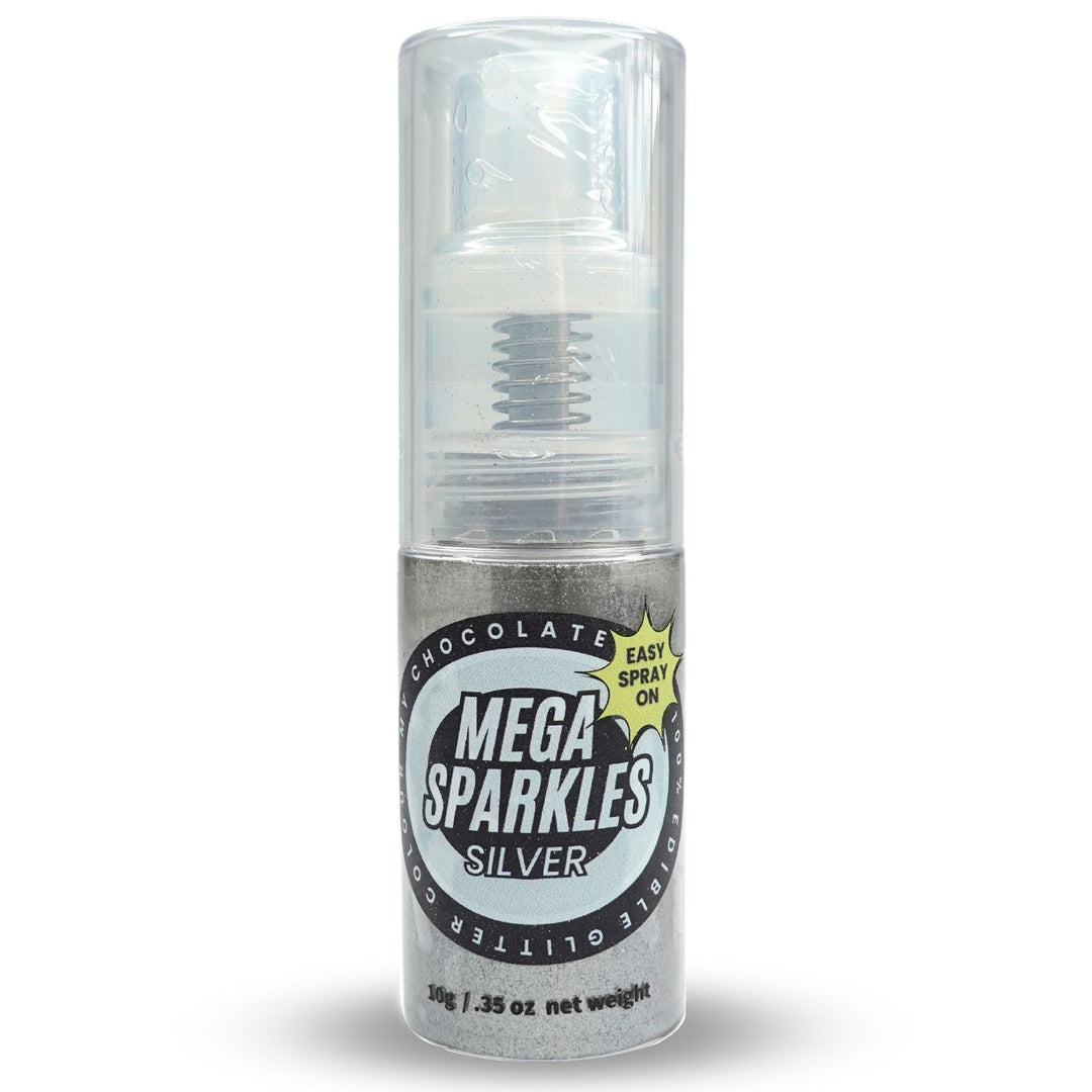 silver edible glitter pump spray